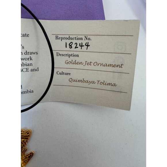 24K Gold Plated Quimbaya Tolima Pendant Necklace On Black Cord - Picture 9 of 11